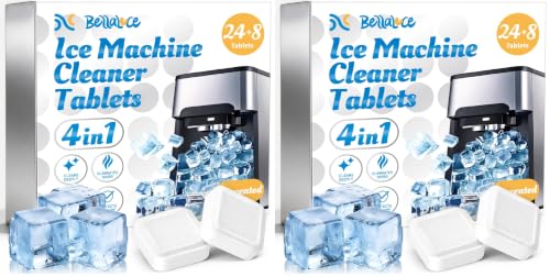 Image of Bellaluce Ice Machine Cleaner Tablets Descaler (64 Pack) - Nickel-Safe Countertop Portable Commercial Ice Maker Cleaning - Remove Hard Water Buildup, Odor-Free, Crystal Clear Ice