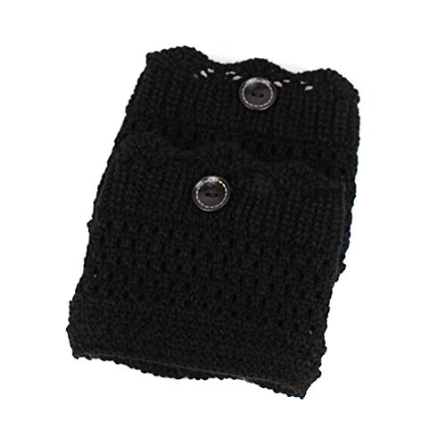 Eleusine Womens Short Boots Socks Crochet Knitted Boot Cuffs Toppers Leg Warmers Socks,Black