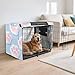 KLL Cute Pink paw Prints Crate Covers for Dog Cages Pet Kennel Cover with Roller Shades 36 Inch