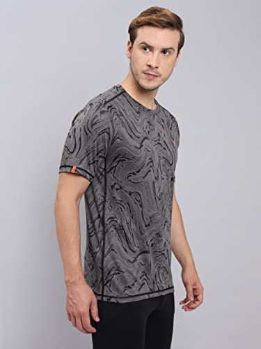 Image of TECHNOSPORT Men Polyester Regular Fit Half Sleeve Jacquard T-Shirt with Double Cool, Quick Dry & Anti Microbial for Sports, Running & Casual Use
