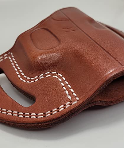 Leather Owb Holster For Glock 43-42 - Handmade Ccw Concealed Carry Belt Gun Holster - Pancake Firearms Holder - Open Top Outside Waist Pistol Holder - For G43 G43X G42 Ruger Sr22 Lc9S Taurus Gx4 #TOP2