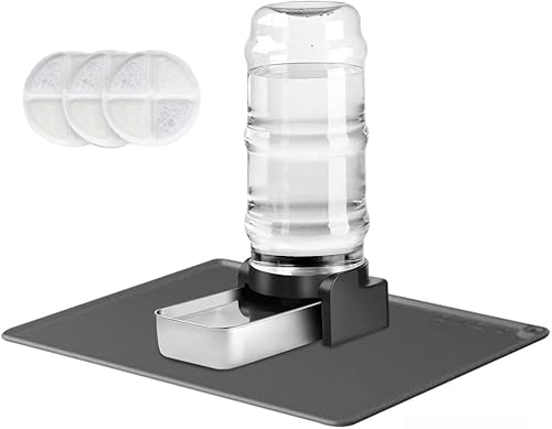 Miniatura 9 de Marchul Dispensador de agua para perros de 1.9 galones, dispensador automático de agua para perros con mantel individual y cuenco de acero