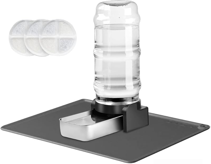 Bebedouro Automático para Cães Marchul com Gravidade, Tigela de Aço Inoxidável, Filtros e Tapete, 8,6 L