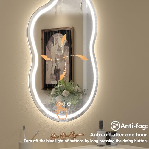Image of 24x36 Inch Irregular Cloud LED Lighted Vanity Mirror