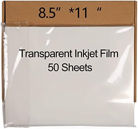KINJOEK 50 Sheets 8.5 x 11 Inch Inkjet Transparency Film Sheets Photo Paper, Waterproof Clear Quick Drying Exposure Positive for Silk Screen Printer Printing