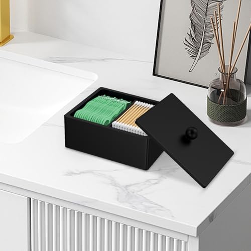 Image of Cotton Swab Holder with Lid, 2 Compartments Qtip Holder Cotton Dispenser