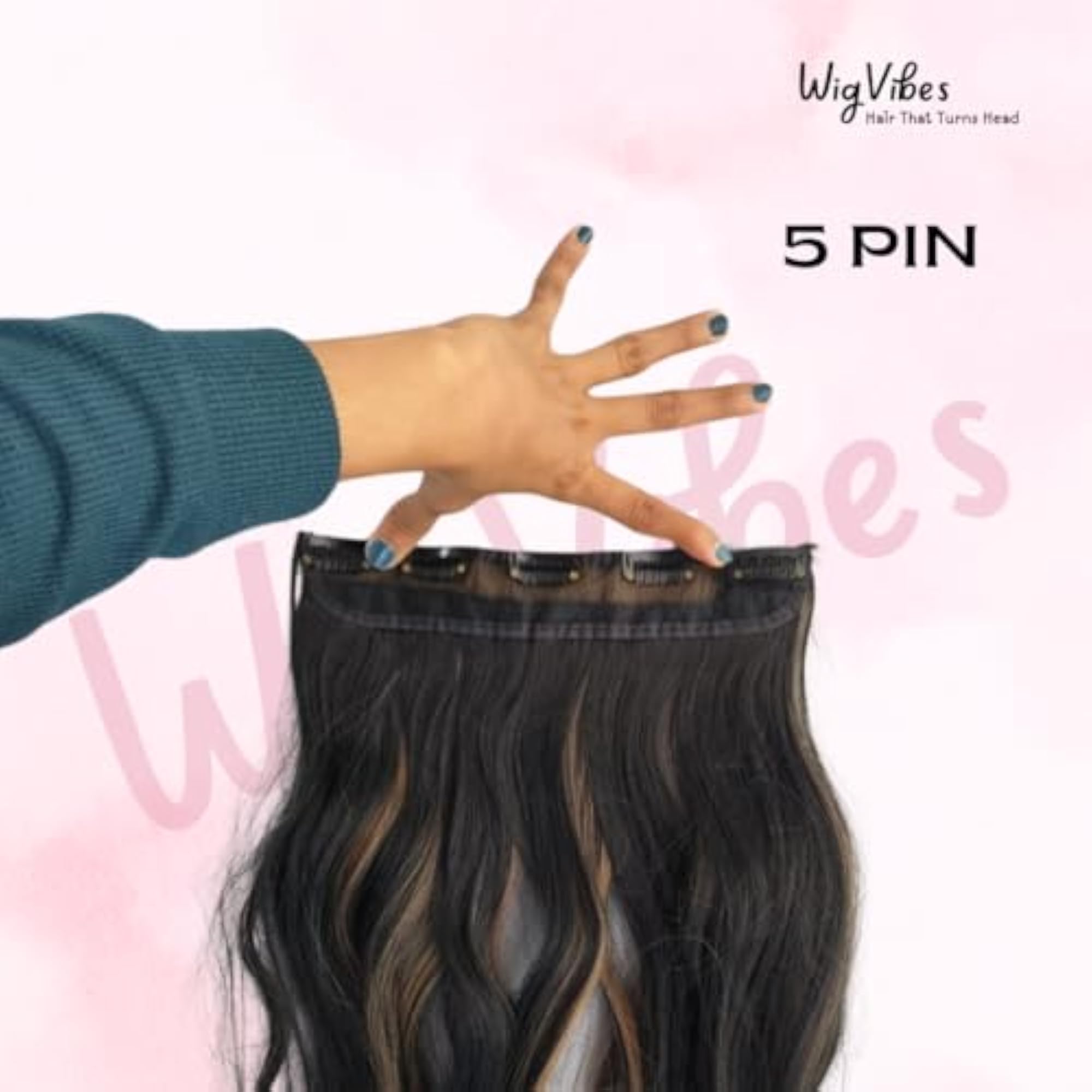 Straight Hair Extensions with Clips, Golden Highlight