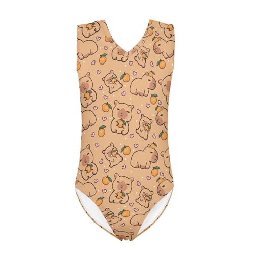 Image of Girls Cartoon Pattern One-Piece Swimsuits Sport Racer Swimwear Beach Bathing Suit, Size 5-14