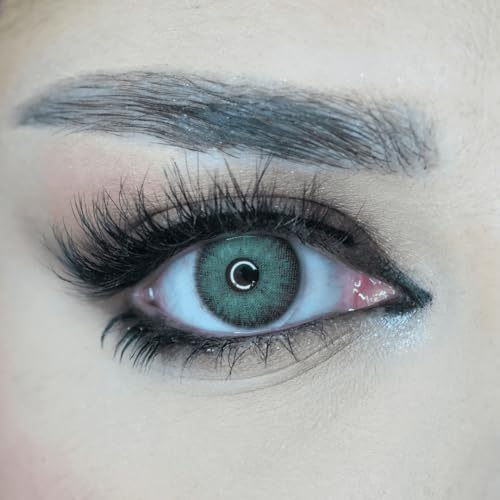 Venus® Lentilles Couleur Vert Sans Correction - 0,00 Dioptries - Lentilles de Contact Annuelles Souples pour Femmes - Compatible avec les Lunettes - 1 Paire -...