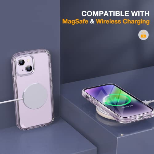 Image of Miracase Class Series for iPhone 14 Case 6.1 inch, [Built-in Tempered Glass Screen Protector] [Bubble Free] Full-Body Protective Bumper Phone Case with Camera Lens Protector, Clear