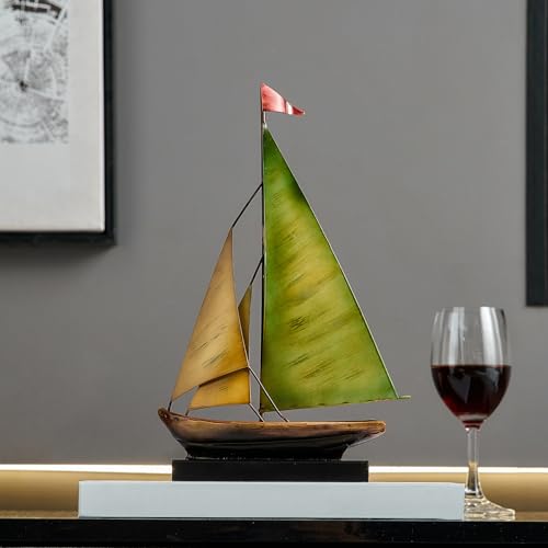 Figura Decorativa de Barco de Metal Artesanal 11" miniatura 5