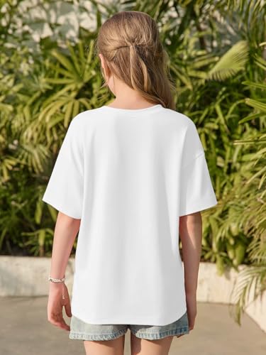 Image of Haloumoning Girls Short Sleeve T-Shirts | Kids, Summer,Girls shirts,Oversized t shirts,Girls T-Shirts,Oversized Tops, Casual Crewneck, Basic Tees 5-14Y