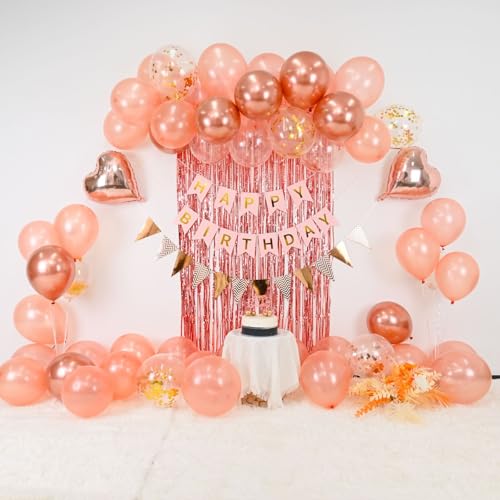 Image of Rose Gold Birthday Decorations For Girls, Birthday Birthday Balloons Set