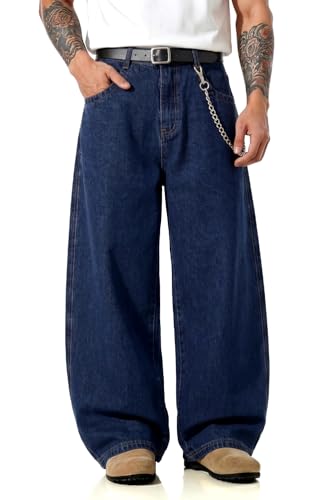 Image of GINGTTO Men's Baggy Barrel Jeans Wide Leg Y2K Denim Pants | Loose Fit Streetwear Casual Hip Hop Skater Vintage Style
