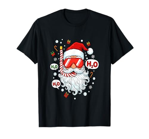 Santa Scuba Diving Equipment Funny Scuba Diver Christmas T-Shirt