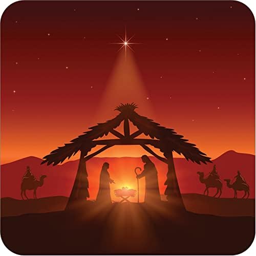 Christmas Coasters, Pack of 6 cork coasters, each of a different design, with inspirational words. Beautiful Christmas tableware which makes a lovely Christmas table decoration, by Just Cards (C229)