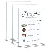 NIUBEE Acrylic Sign Holder Unbreakable: 8.5 x 11 Flyer Stand for Outdoor Vendor Event Booths - Clear Price List Paper Display for Craft Fair Market Table - 3 Pack