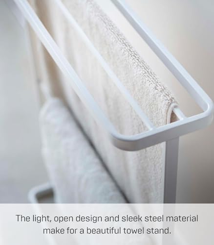 Image of Yamazaki Home Bath Towel Hanger - Bathroom Organizer Storage Holder Dry Rack Steel One Size White