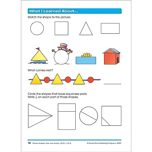 School Zone Transition Math K-1 Workbook: 64 Pages, Kindergarten, 1st Grade, Comparing Numbers, Numbers 0-20, Patterns, Ages 5 to 7 (I Know It! Book Series)