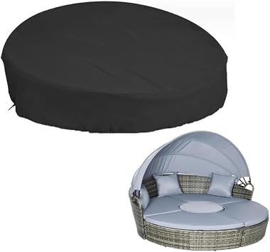 Outdoor Daybed Cover,DxH 89x32in Waterproof Patio Sofa Covers,All Weather Protection Round Canopy Day Bed Cover,Patio Furniture Accessories Cover for Garden Sofa Only Cover Black