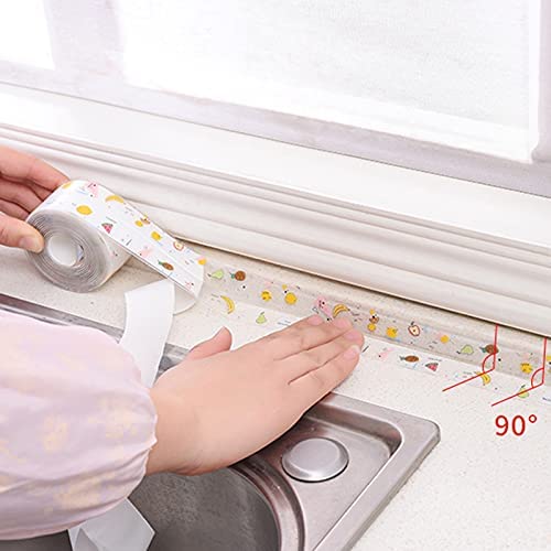 Miniatura 5 de 2 rollos de tira de sellado anticolisión, impermeable, autoadhesiva, cinta de sellado para fregadero, baño, cocina (7)