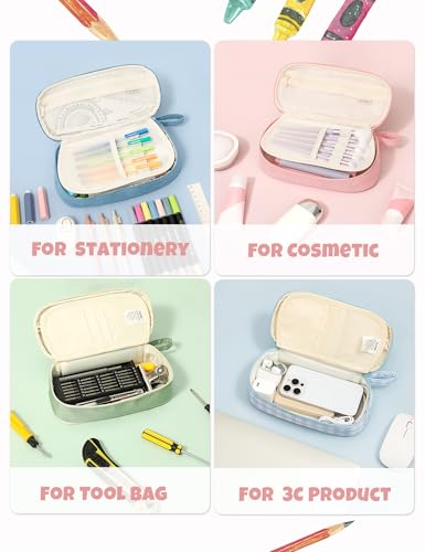 Image of SUNEE Cute Pencil Case, Large Pencil Pouch, Aesthetic Big Pencil Bag with Zipper, Kawaii Stationery Storage and Organizer, Soft Corduroy Bag School Supplies for Teen and Adult, Boys&Girls, Soft Pink