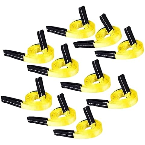 Lifting Slings Straps 8 Foot by 1 inch 1333 lbs Capacity Heavy Duty Lifting Stitching Web Flat Eye to Eye Loop Ends for Rock Tree Saver Lifting Furniture Appliances Machine 10 Pack Cover