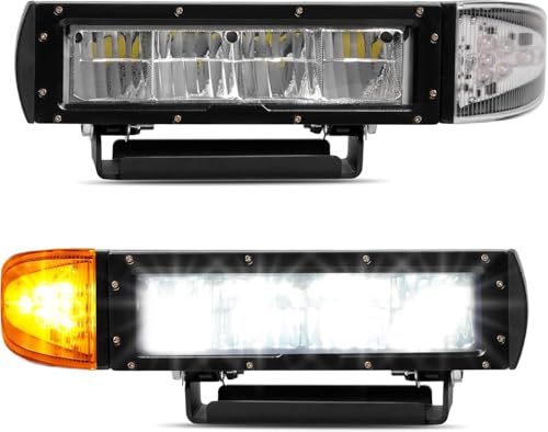 BALOCEO Universal LED Low Profile Heated Snow Plow Headlights Clear Lens Compatible with Wide Adaptation For vehicle truck ATV/UTV Driver & Passenger Side Pair