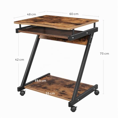 Table d'ordinateur peu encombrant à roulettes et support clavier