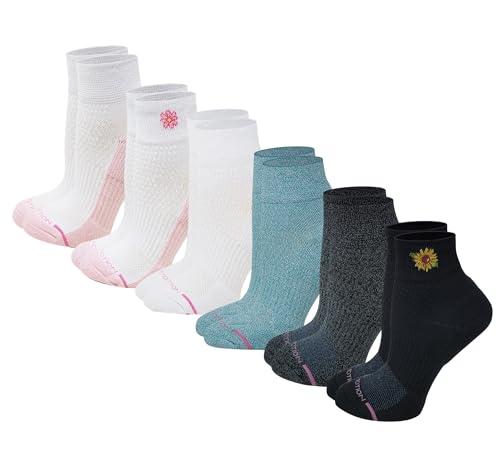 Image of Dr. Motion Compression Quarter Socks For Women With Enhanced Cushion And Breathable Arch Support 6 Pairs