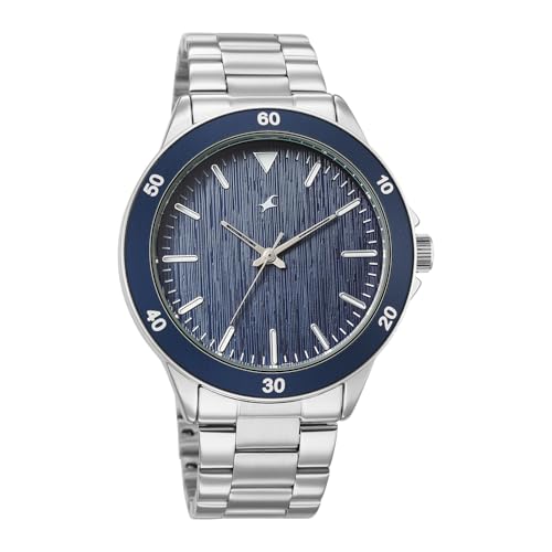 Image of Fastrack Stunners X Quartz Analog with Blue Dial Steel Stainless Steel Strap Watch for Men - 38160KM03
