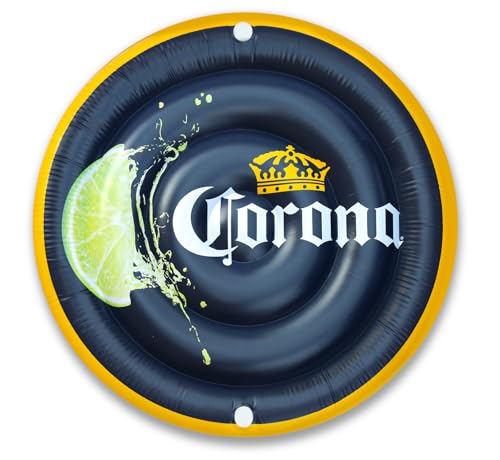 Corona Lime Round Pool Float - Island Float with 2 Cup Holders - Sized for 2 Adults