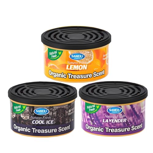 3x Autoduft Innenraum Dose – 60 Tage Langzeitduft, Einstellbarer Lufterfrischer gegen Rauch & Gerüche | Auto Duft Zitrone Schwarzes Eis/Black Ice Lavendel | Ideal als Geschenk für Autofahrer