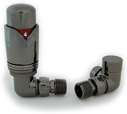 Realm Thermostatic Radiator Valve Set - Black Nickel Radiator Valves inc. Corner TRV & Lockshield