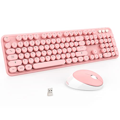 Image of Kootop Wireless Keyboard and Mouse Combo, 2.4G Typewriter, Pink