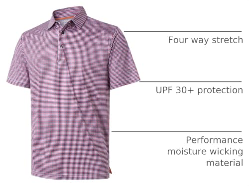 Image of Golf Shirts for Men Dry Fit Short Sleeve Print Performance Moisture Wicking Polo Shirt