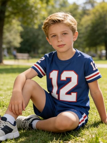 Image of 4 Pcs Boys Clothes Athletic Outfits Set Shorts and Performance T-Shirt Crew Neck Summer Kids Outfit Size 4-12Y