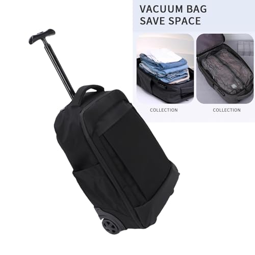 Mochila rodante al vacío impermeable negra con ruedas de gran capacidad 3
