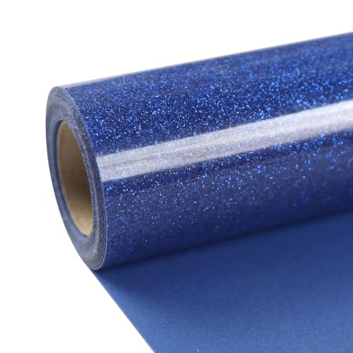 TUMIYA Glitter Iron on Vinyl - 12” x 20 Ft Blue Heat Transfer Vinyl