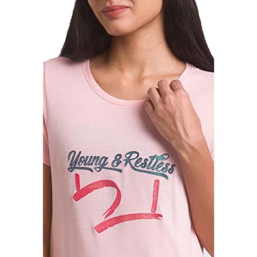 Image of Spykar Women's Cotton Printed Slim Fit T-Shirt
