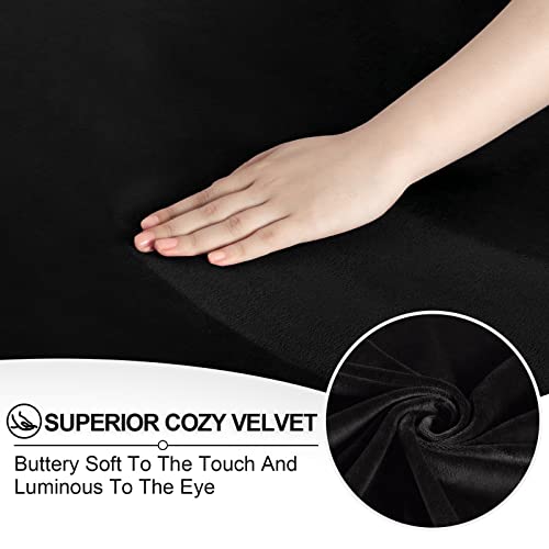 Festicorp Velvet Sofa Cover For 3 Cushion Couch Sofa Slipcovers For Sofas With 3 Cushions, Stretch 4 Piece Couch Cover, Thick Furniture Covers For Dogs Pets, Sofa, Black #TOP2