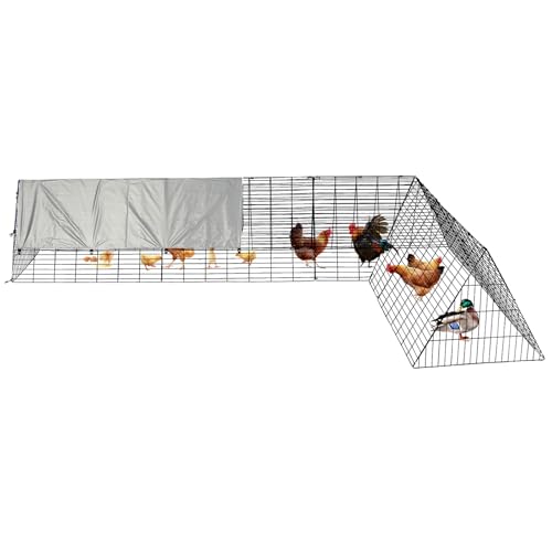 GarveeTech Chicken Tunnels for Yard, Modular Outdoor Chicken Coop Metal with Tunnel & Cover, Rabbit Run, Duck Cage, Poultry Cage for Hens, Ducks, Rabbits, for Outside Backyard Farm, 118" x79&...