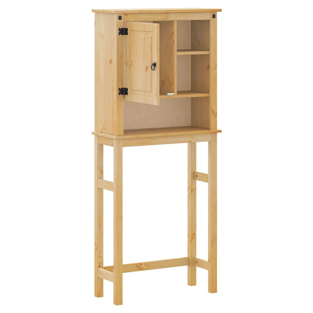 Waschmaschinenschrank Corona aus Massivholz Kiefer mit Honigwachs-Finish, 69 x 29 x 164,5 cm, 3 Ablagen und Fach hinter der Tür für Badmöbel Set, Stauraum, Waschraum