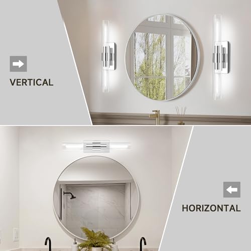 Image of Nickle Wall Sconce, 22.8 inch Vanity Lights for Bathroom, Sconces Wall Lighting 2-Light, Modern Wall Lamps for Bedroom Living Room Bathroom Hallway