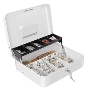 Crinwaki Geldkassette mit Geldablage und Schlüsselschloss