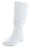 Data-1 Women&apos;s Shoes Cute & Comfort Round Toe Flat Heel Slouchy Mid Calf Boot