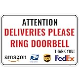 1PC Deliveries Please Ring Doorbell Sign, 12 x 8 Inches - Aluminum - Ring Door Bell for Service Assistance
