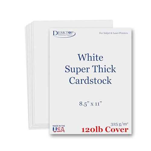 SUPER Thick 120lb Cover Cardstock Paper - Plain Heavy Bright White Stock - 8.5