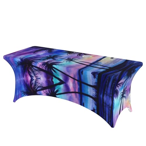 Nappe de table extensible lavable en spandex 1,8 m imprimé palmier