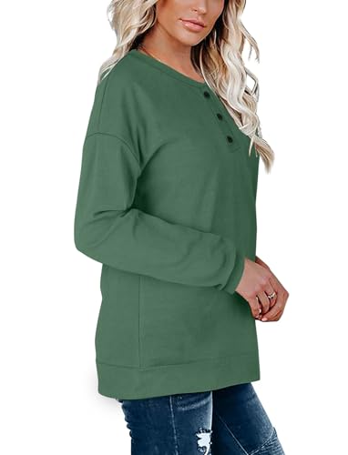 Image of OFEEFAN Womens Casual Sweatshirts Henley Button Up Long Sleeve Tunic Tops